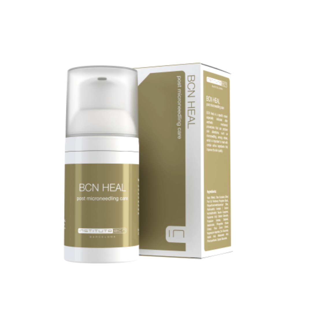 BCN Heal cream in dispenser with box, 35ml, post microneedling care to moisturize and improve skin quality.