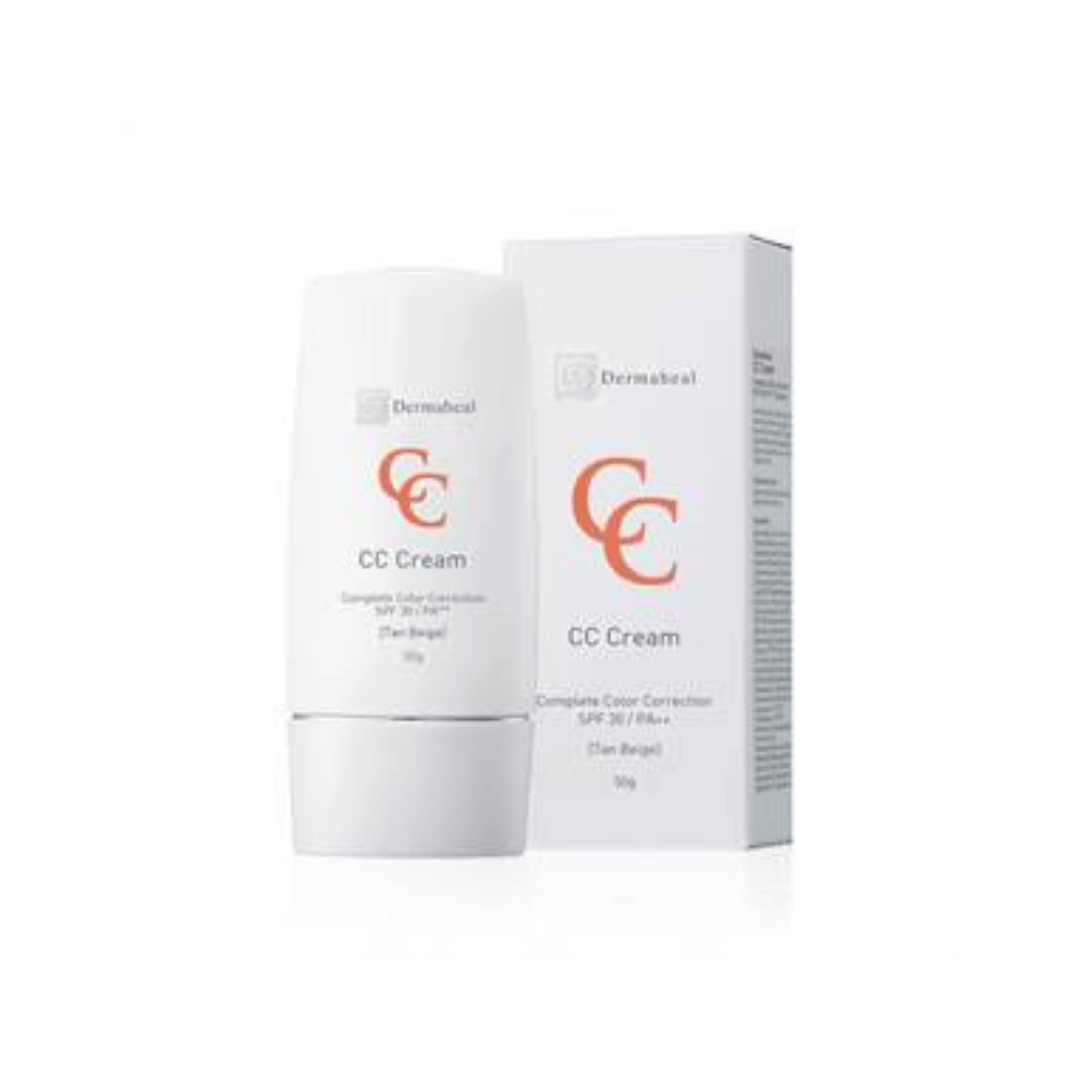 Dermaheal CC Cream Tan Beige, 50g with packaging, hydrates, protects, and perfects skin for a radiant look, SPF 30.
