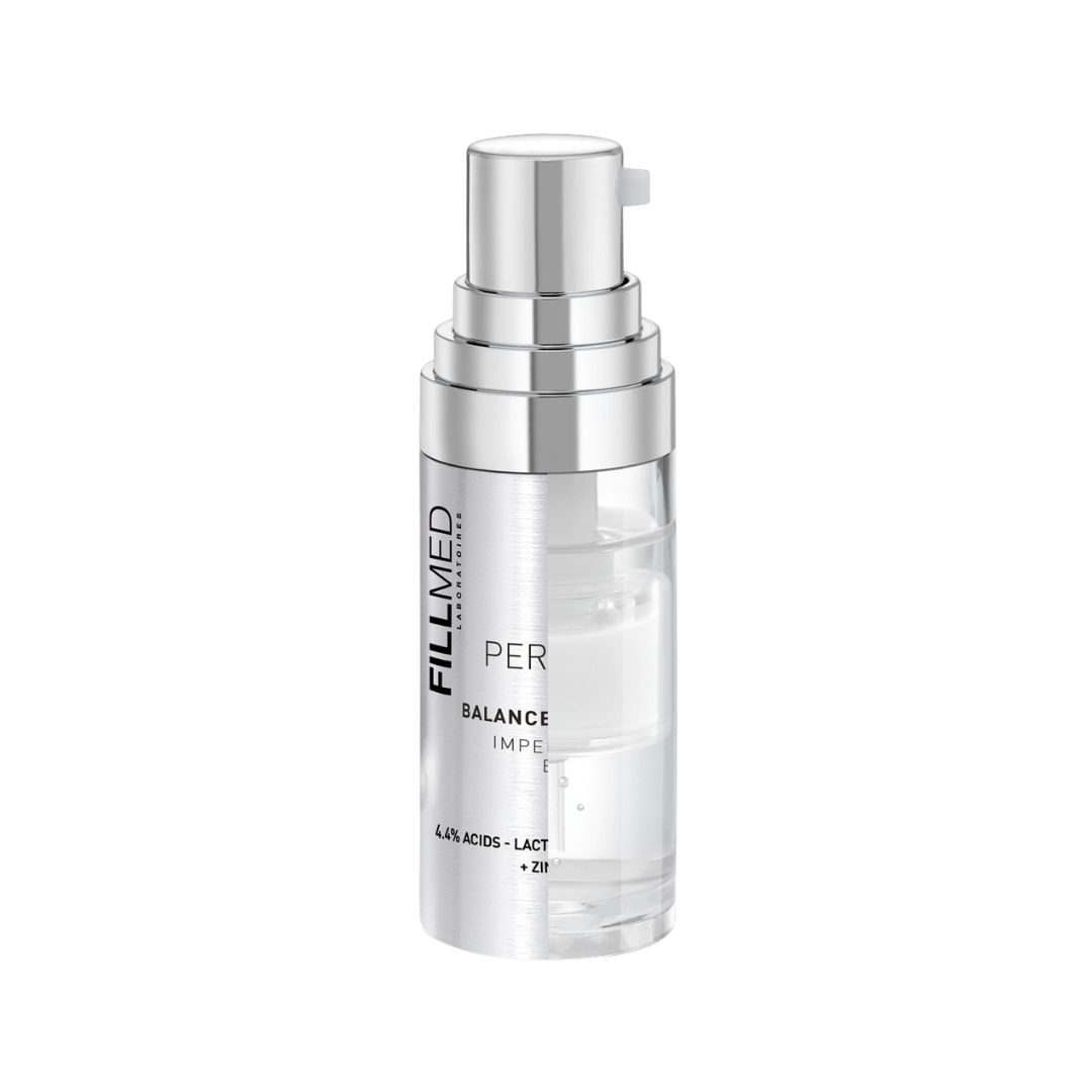 Fillmed Skin Perfusion Balance Booster 10ml bottle, serum with lactic and salicylic acid for refining skin texture and minimizing pores.
