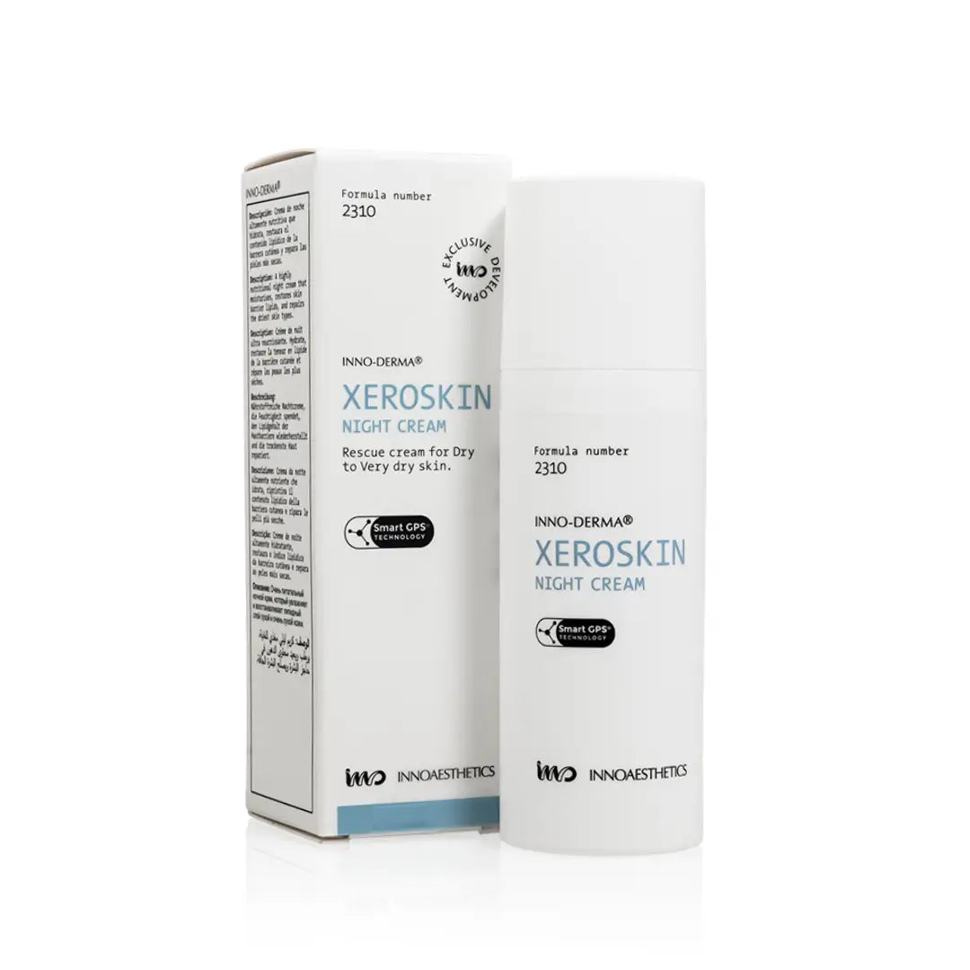 INNO-DERMA Xeroskin Night Cream for dry to very dry skin, 50ml, deeply moisturizing night cream that nourishes and supports skin barrier for overnight hydration.