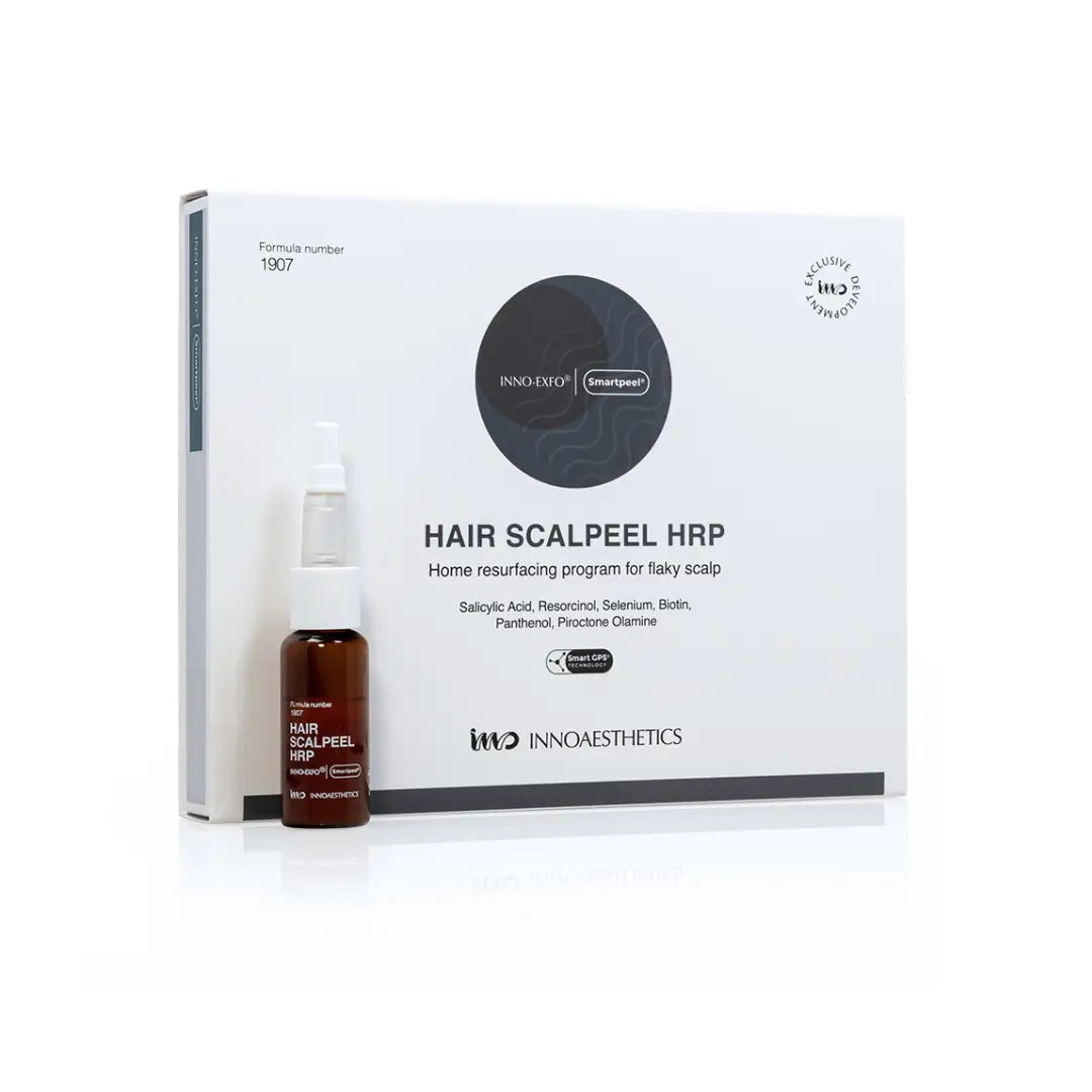 Innoaesthetics Hair Scalpeel HRP home treatment kit by Innoaesthetics for flaky scalp, includes solution for reducing dandruff, balancing scalp, and promoting stronger hair, 4 x 8ml.