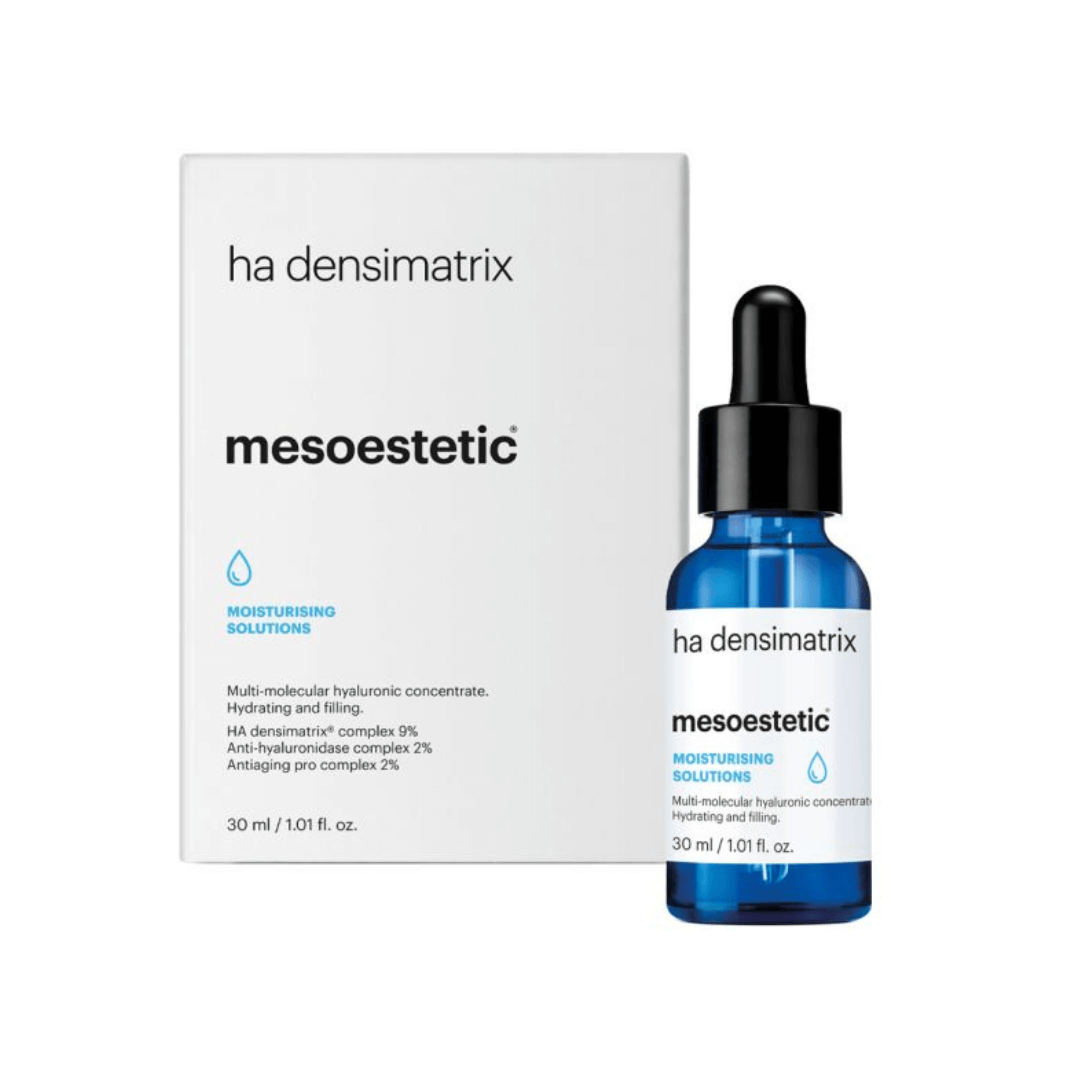 Mesoestetic HA Densimatrix in 30ml size with packaging, provides deep moisturizing and anti-aging benefits.