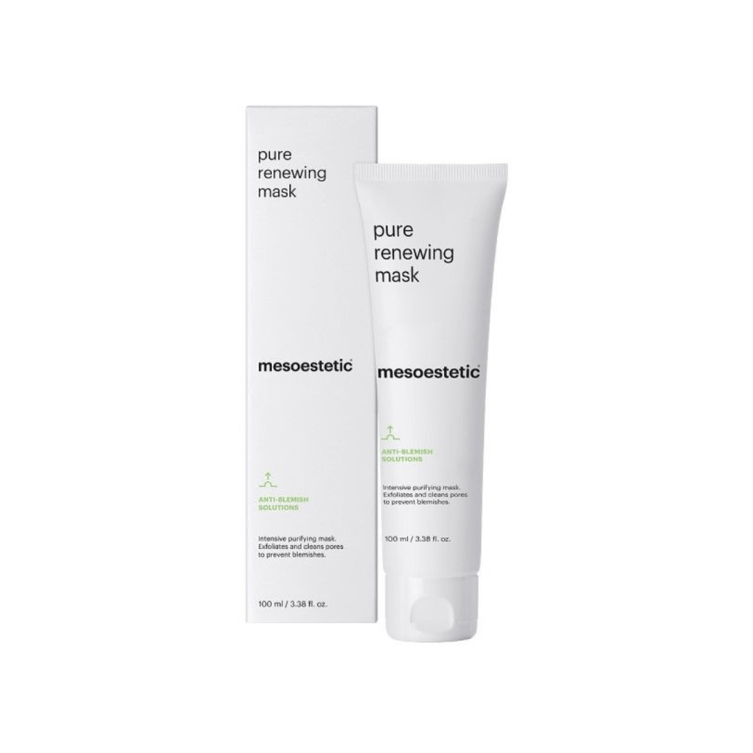 Mesoestetic Pure Renewing Mask tube and box, cleans pores and prevents blemishes, 100ml.
