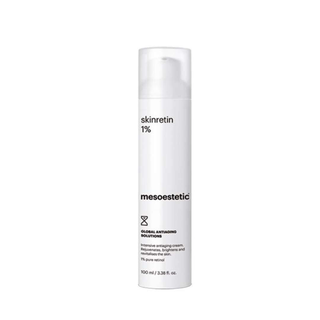 Mesoestetic Skinretin 1% cream bottle, professional anti-aging retinol night cream, 100ml.