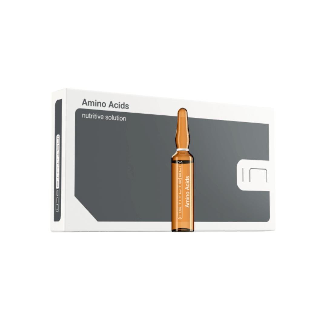 Packaging of BCN Amino Acids showcasing the box with a visible ampoule for skin and hair care benefits.