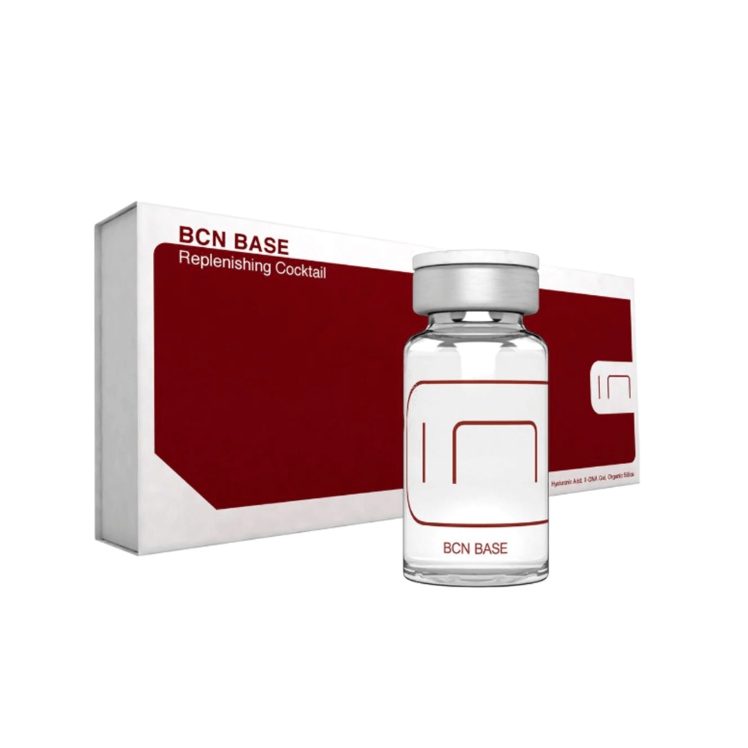BCN Base Replenishing Cocktail set with 5 x 3ml vials designed to protect and hydrate skin, enhancing elasticity and regeneration.