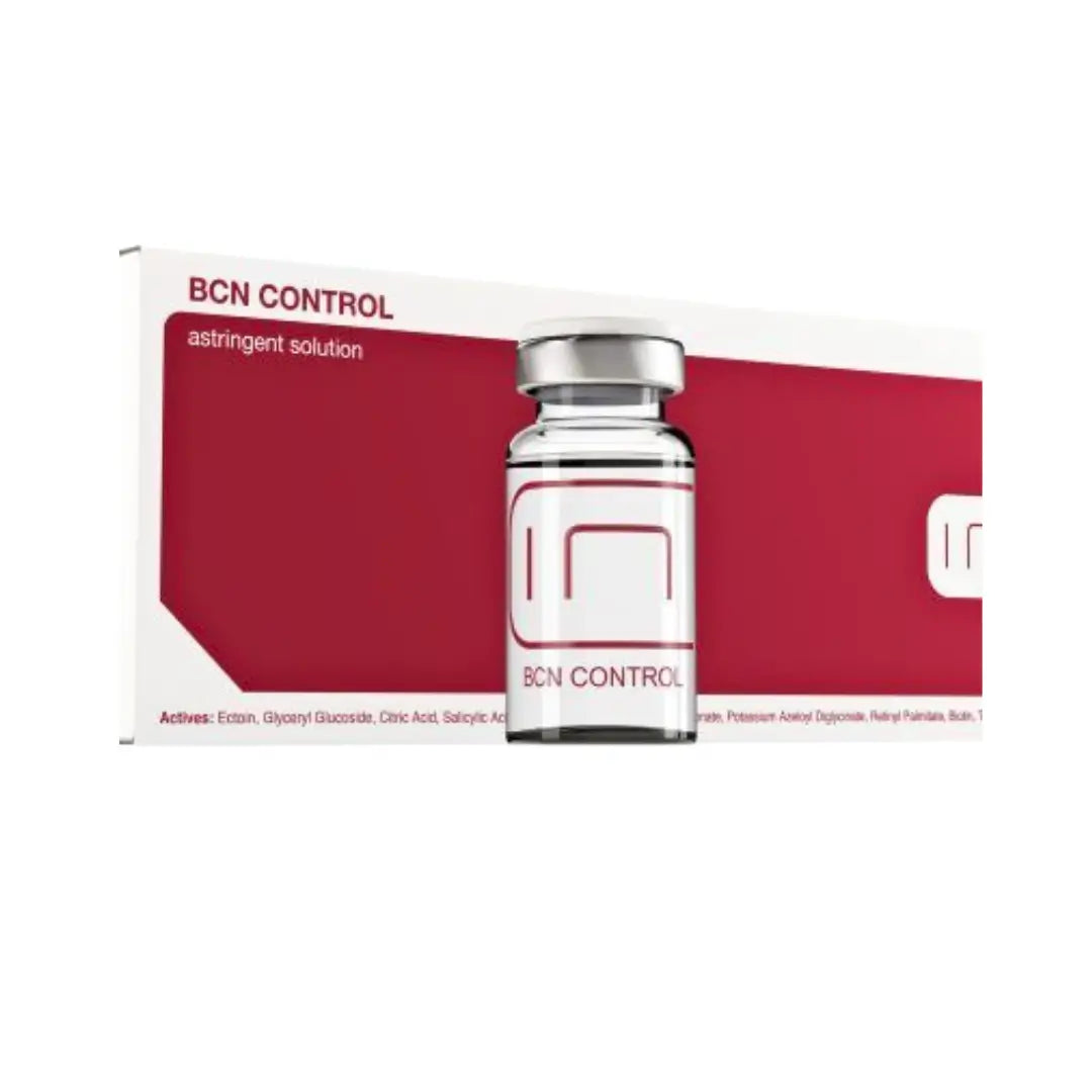 BCN Control serum box with glass vial, 5 x 5ml, clarifying formula for balanced skin, reduces shine and improves skin texture.