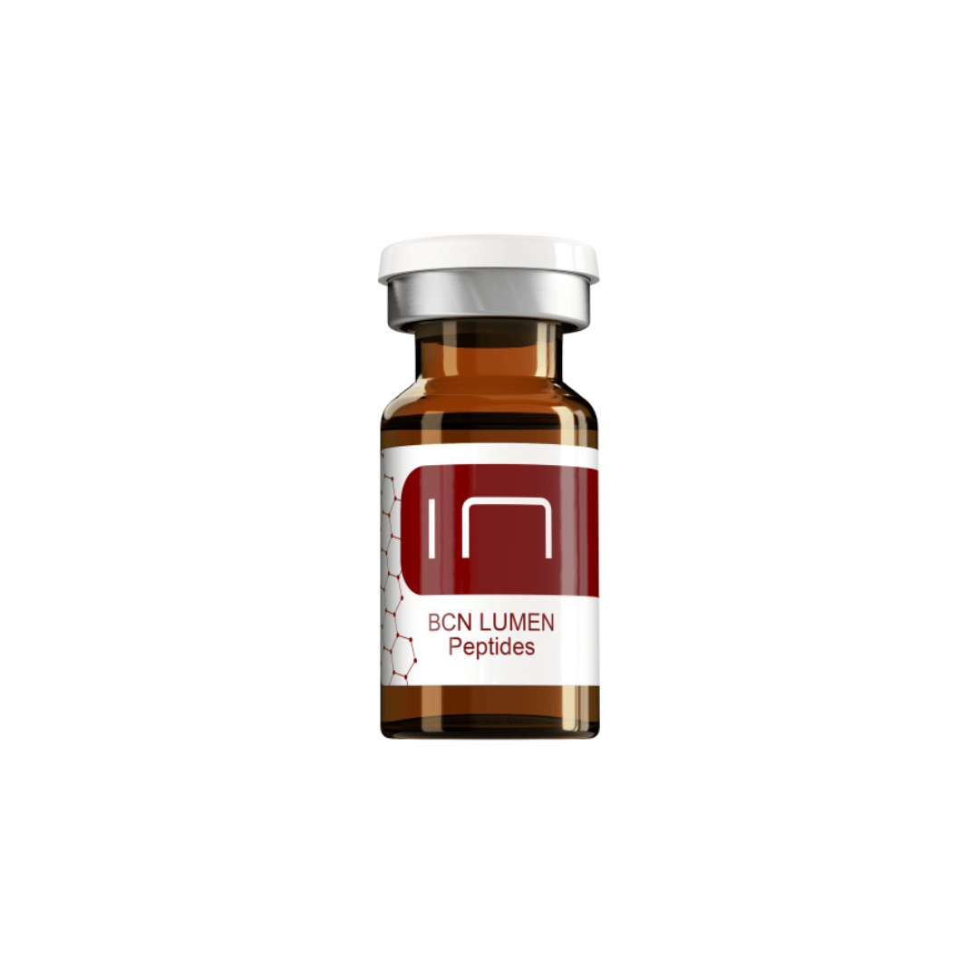 Single vial of BCN Lumen Peptides, 5ml, targets melanin production for clearer and even-toned skin.