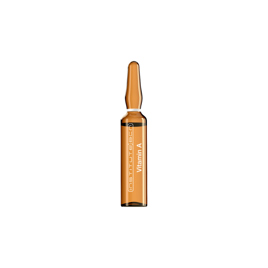 BCN Vitamin A 2ml ampoule in transparent brown glass with white text, rich in antioxidants to smooth wrinkles, improve skin elasticity, and reduce sun damage.