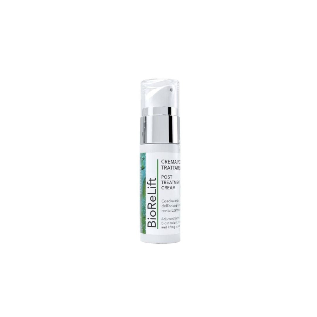 BioReLift 30ml post-treatment cream, used to lock in moisture. Contains over 20 active ingredients like Biomimetic Peptides, Hyaluronic Acid, and Vitamins. Ideal after BioReHydra serum.