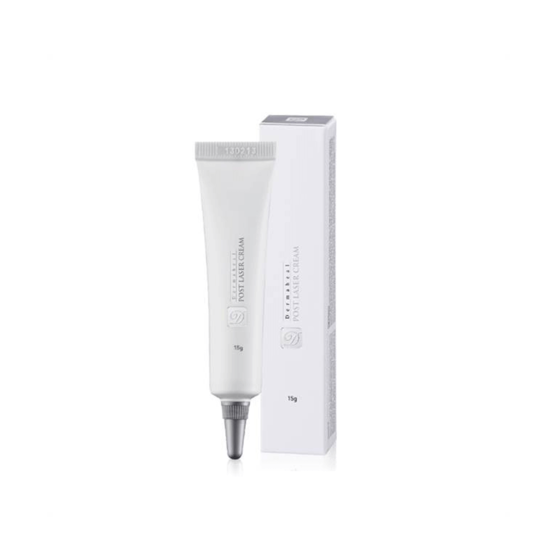 Dermaheal Post Laser Cream, 15g tube with packaging, clinically-tested skin repair and healing cream, reduces scars, promotes healing after laser procedures.
