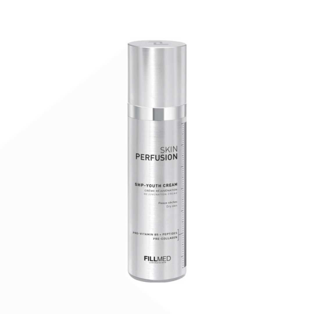 Fillmed Skin Perfusion 5HP Youth Cream 50ml bottle, hydrating and rejuvenating cream for normal to dry skin with Vitamin B5 and peptides.