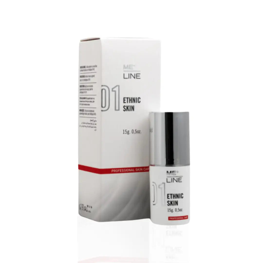 ME Line 01 Ethnic Skin, 15g pump bottle with box, for treating melasma and hyperpigmentation in phototype IV-VI skin.