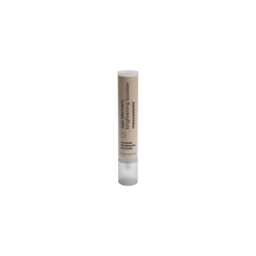 Mesoestetic Age Element Brightening Booster 10ml bottle. Brightening concentrate that reduces imperfections and moisturizes skin.