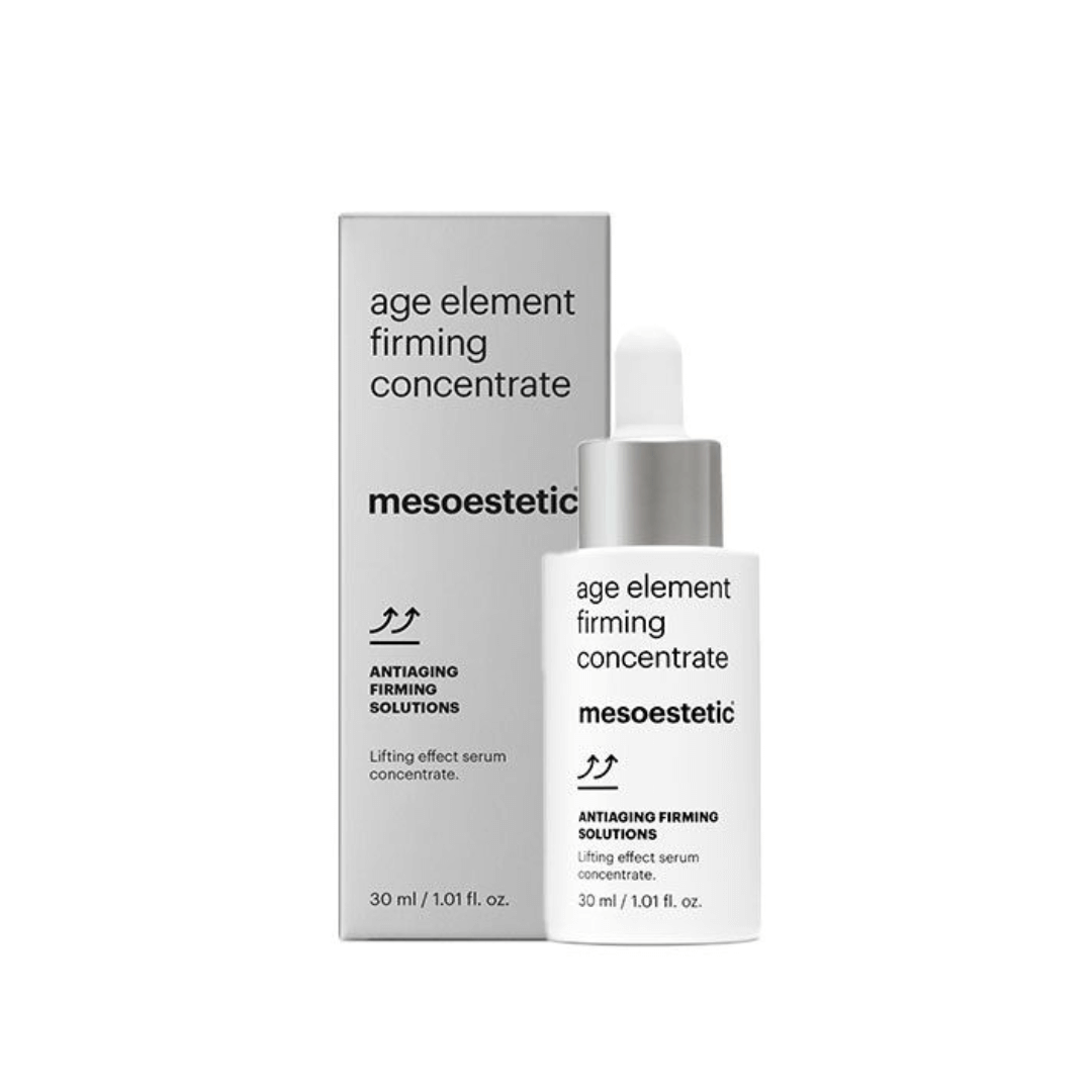 Mesoestetic Age Element Firming Concentrate 30ml bottle with box packaging. Lifting effect serum concentrate for improving skin firmness.