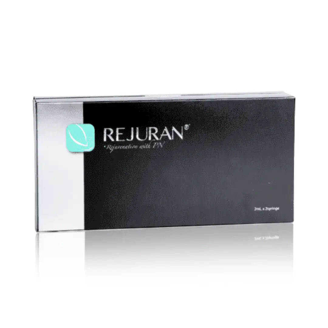 Rejuran Healer sleek black box with turquoise logo.