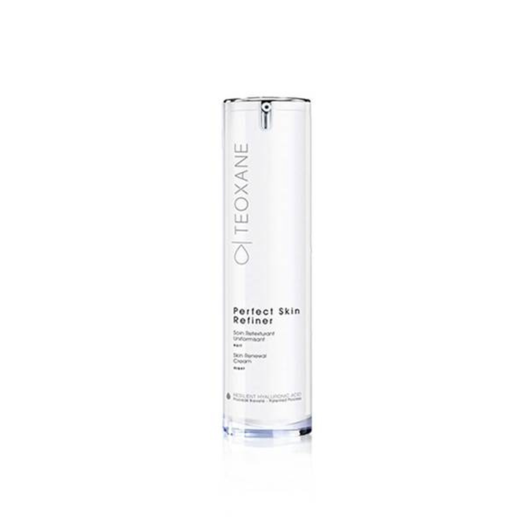 Teoxane Perfect Skin Refiner 50ml, white and clear bottle with skin renewal night cream.